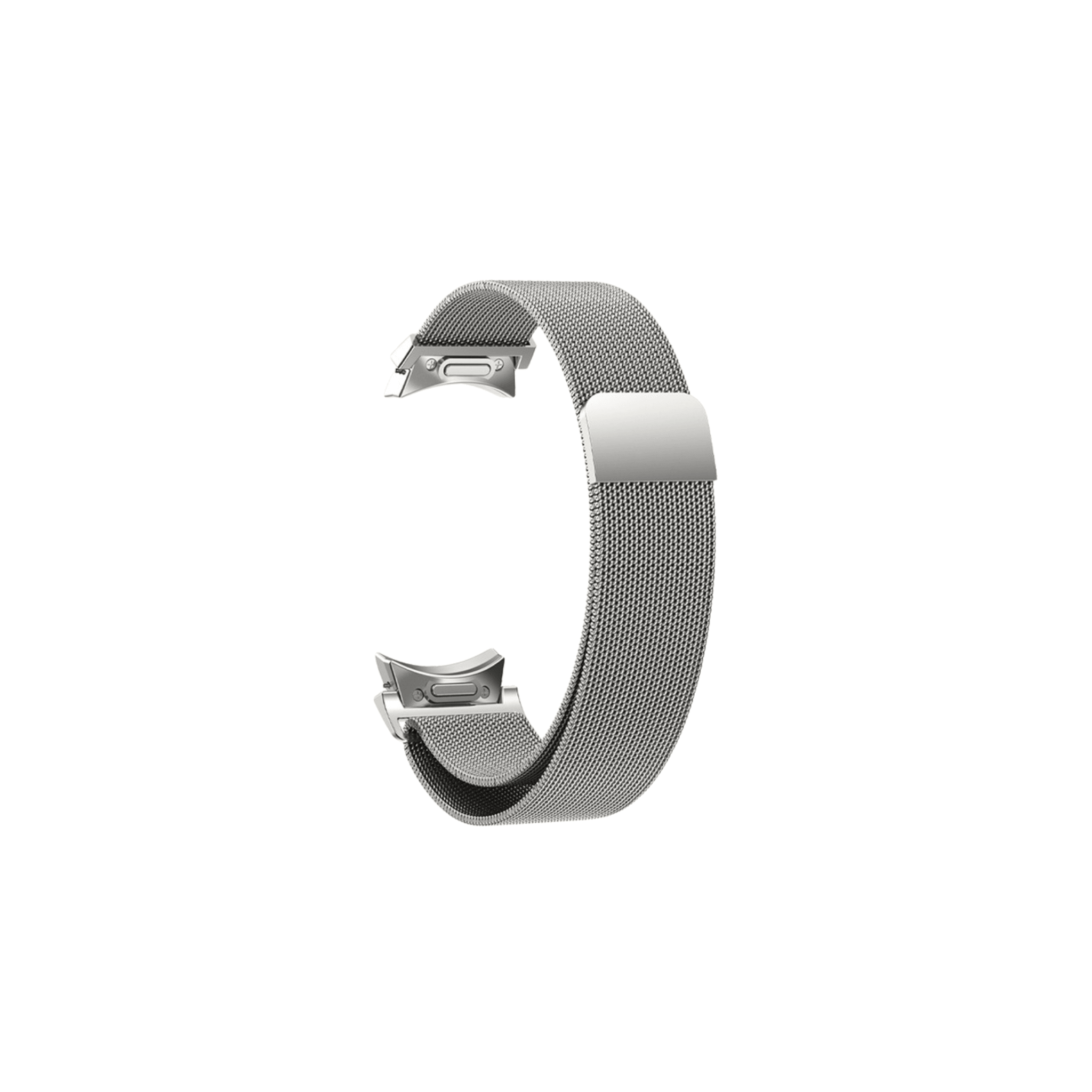 Frontansicht des silberfarbenen Milanese-Armbands – klassisch und modern zugleich.